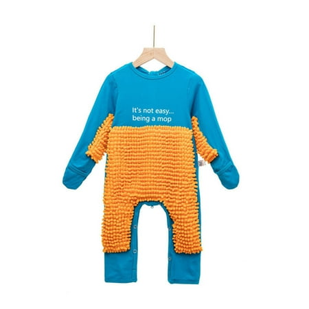 

MAWCLOS Unisex Girls Boys Jumpsuit Crawling Letter Mop Onesie Long Sleeve Bodysuit Overalls Playsuit