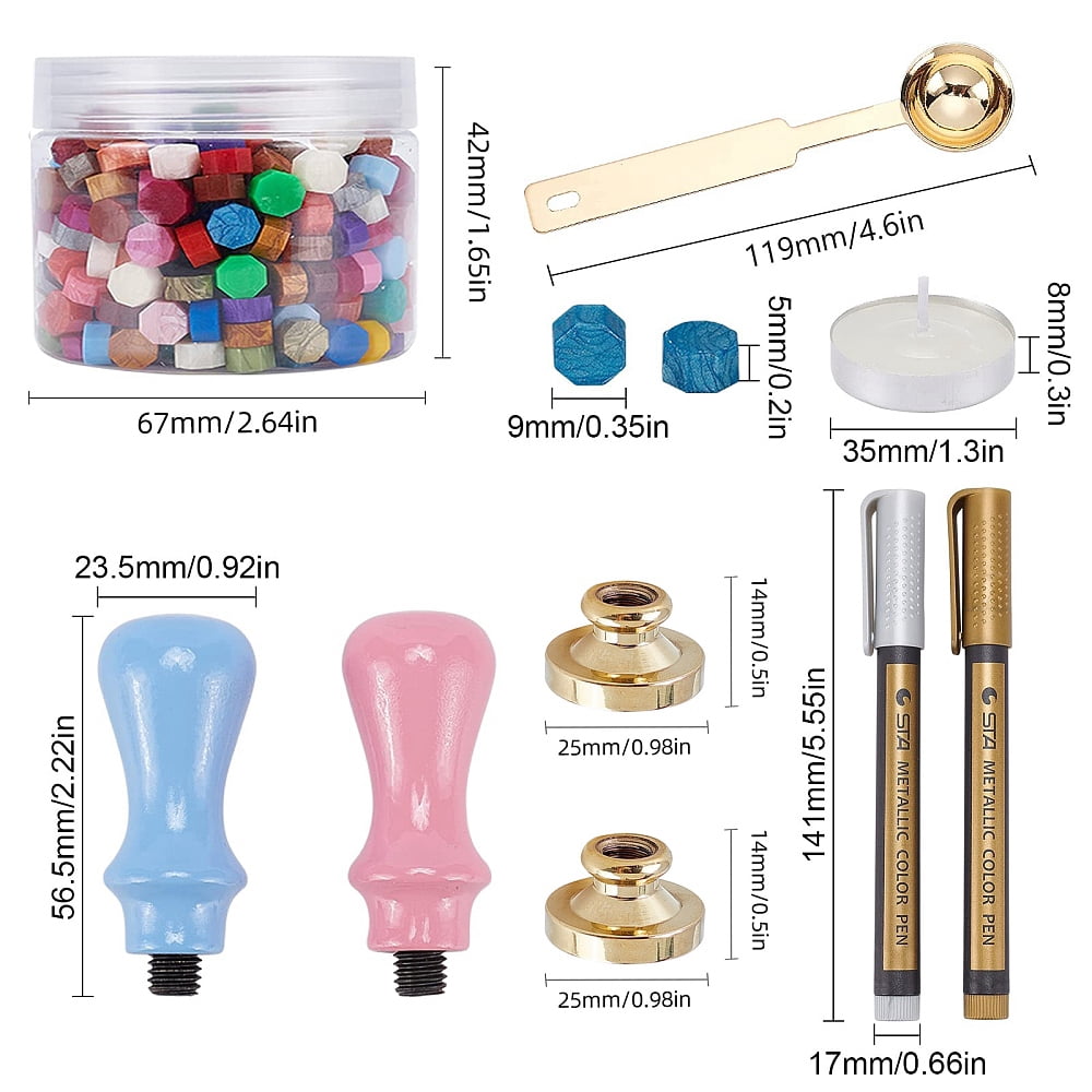 DIY Scrapbook Making Kits Including Pear Wood Handle Candle Stainless Steel Spoon Metallic Markers Paints Pens Octagon Sealing Wax Particles DIY