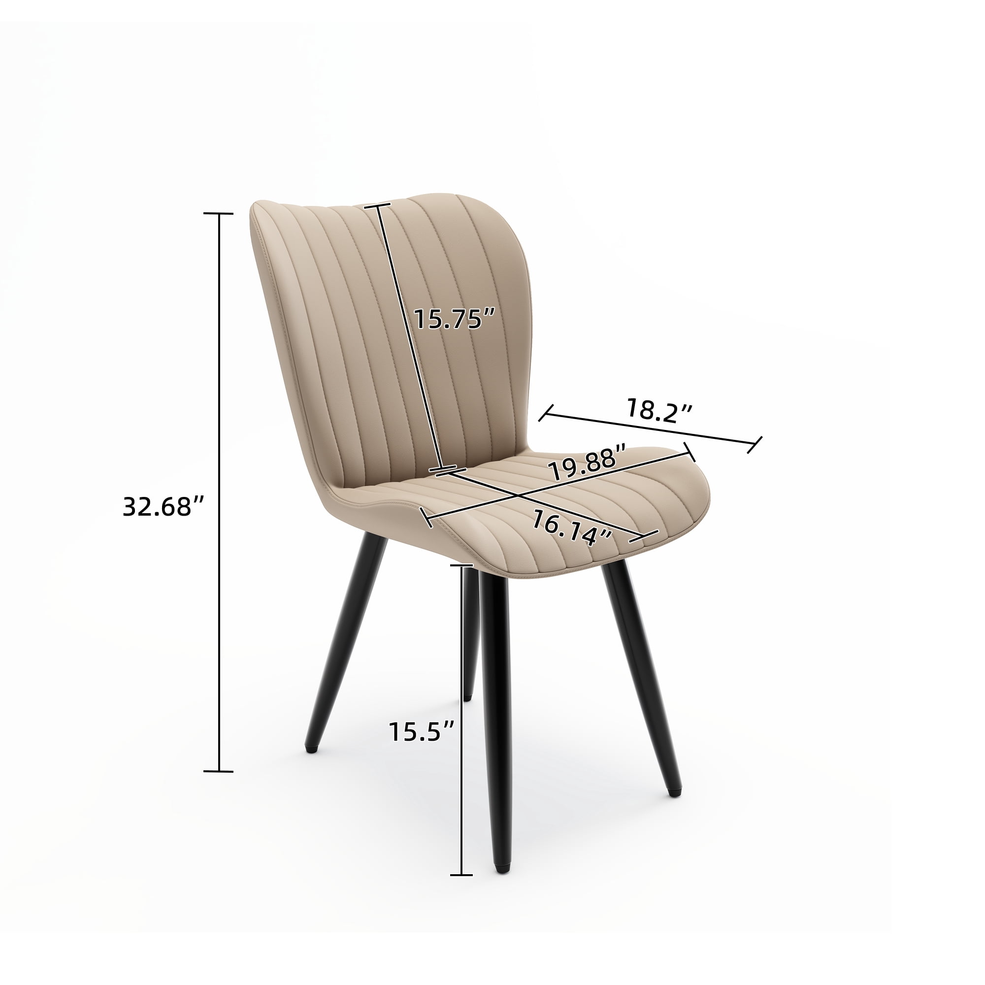 Modern PU Leather Dining Chairs with Thick Cushion & Metal Legs, Set of 4, Black