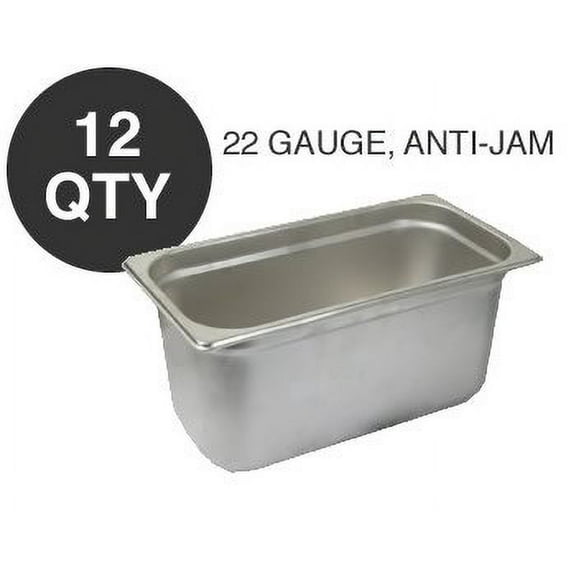 12 THIRD SIZE 6"D ANTI-JAM STEAM TABLE PAN - NSF