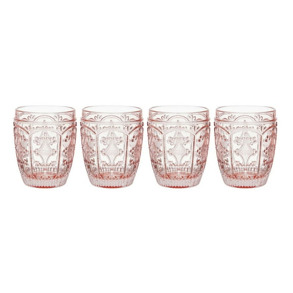 Fitz and Floyd Trestle 10 oz Blush Double Old Fashion Glass (Set of 4)