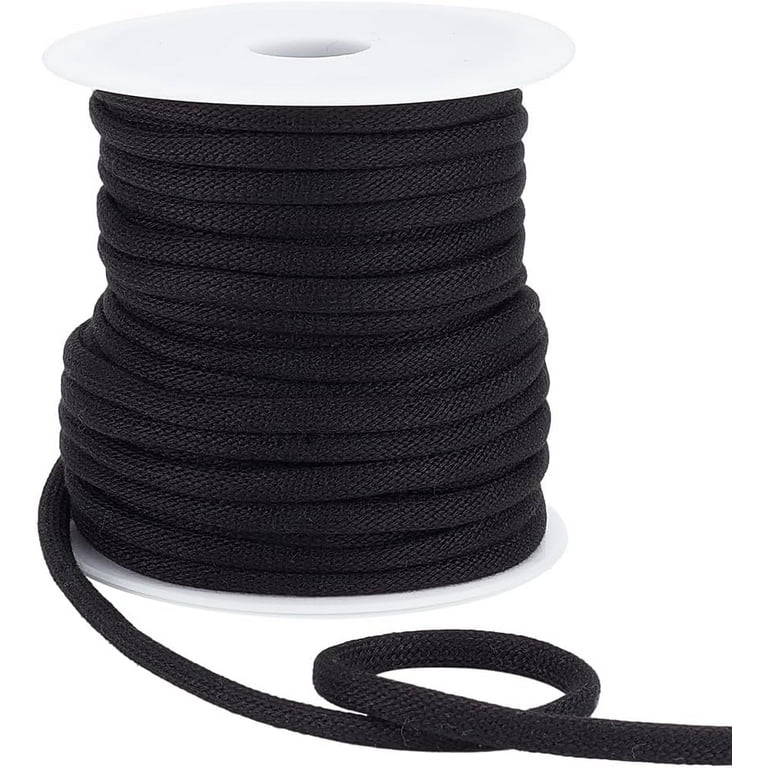 20Yards Black Hoodie String Replacement 6mm Round Soft Drawstring