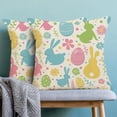 thumbnail image 4 of Easter Pillow Covers 18x18 Inch Set of 2, Colorful Bunny Eggs Throw Pillows Farmhouse Linen Rabbit Spring Decor Pillowcase for Sofa Bedroom Living Room Indoor Outdoor, 4 of 6