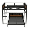 thumbnail image 5 of Full XL over Full XL Metal Bunk Bed, Separable Bunk Beds with Security Fence, Convertible Loft Bed and Standalone Beds, Walnut, 5 of 14