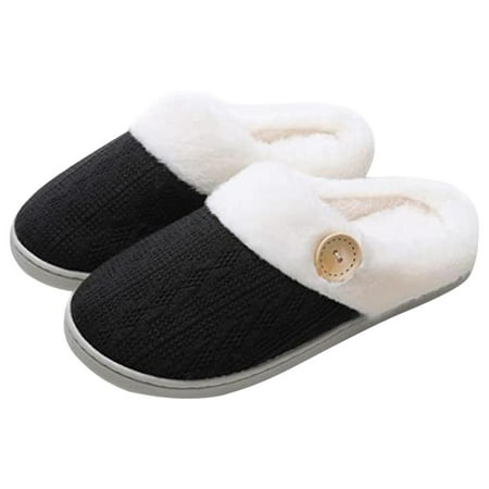 

Women s Cozy Memory Foam Slippers Fuzzy Wool-Like Plush Fleece Lined Warm Slip On House Shoes Indoor Outdoor Anti-Skid Rubber Sole