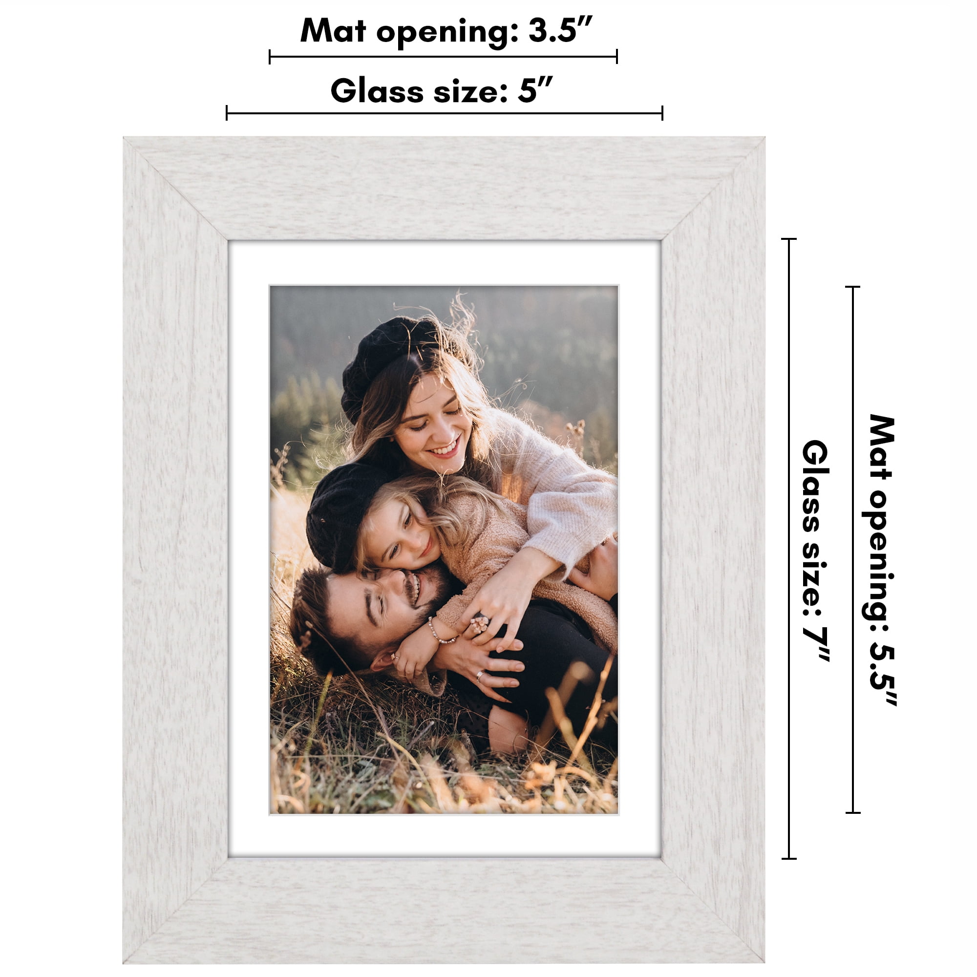 Americanflat 5x7 Picture Frame with Shatter-Resistant Glass with 4x6 Mat Display Photo Hudson Wide - White