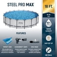 thumbnail image 3 of Bestway Round Steel Frame Above Ground Pool w/ Cleaning Tools, 18Ft x 48In, 3 of 13