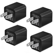 4 Pack: Universal AC USB Wall Charger Cube for for iPhone 11 Pro Max/X/8/7, iPad, Samsung Phones and More USB Charging Block - Black