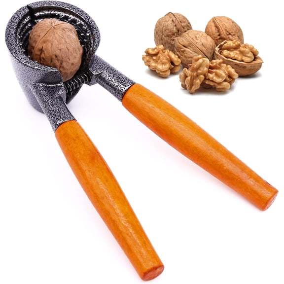 Heavy Duty Nutcracker , Ergonomic Pliers-Style Opener with Comfort Wood Handle for Pecans, Walnuts, Hazelnuts & Other Hard-Shelled Nuts
