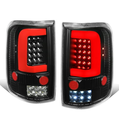 For 2004 to 2008 Ford F150 / Lobo 2Pcs Black Housing Clear Lens Red 3D LED Bar Tail Light Brake / Reverse