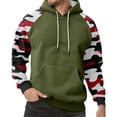 thumbnail image 2 of Men's Pullover Hoodie with Camouflage Print Raglan Long Sleeves Drawstring Hood and Kangaroo Pocket for Casual Wear Green 3XL, 2 of 5