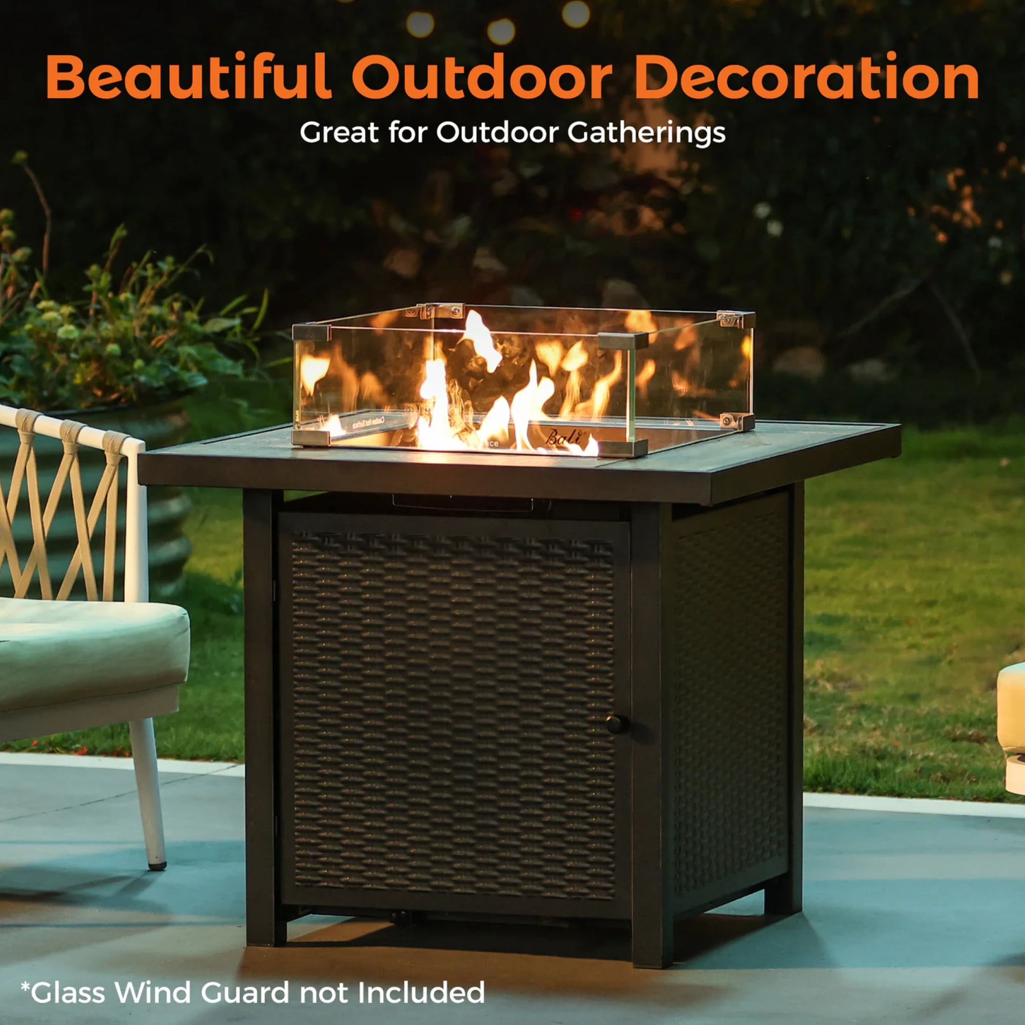 BALI OUTDOORS Propane Gas Fire Pit Table with Lid for Outside Backyard, Patio 50000 BTU 30 inch
