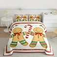 thumbnail image 2 of jejeloiu Kawaii Snowmen Cookie Bedding Comforter Set,Merry Christmas Twin Comforter Sets,Red Khaki Green Bedding Set For Girl,Red White Home Decor Reversible,2pcs, 2 of 8
