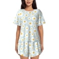 thumbnail image 1 of Fotbe Daisies Flowers Conjunto de Pijama Estampado para Mujer, 2 Piezas, Ropa de Dormir con Camiseta de Manga Corta y Shorts Suaves-X-Large, 1 of 6
