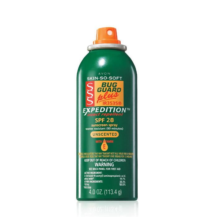 Avon SkinSoSoft Bug Guard Plus IR3535 Expedition SPF 28 Aerosol Spray 4 ounces