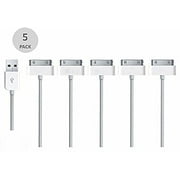 JustJamz USB 30 Pin Sync and Charging Cable for iPhone 4/4S iPhone 3G/3GS iPad 1/2/3 iPod - 3.2 Feet 1 Meter (5 Pack)