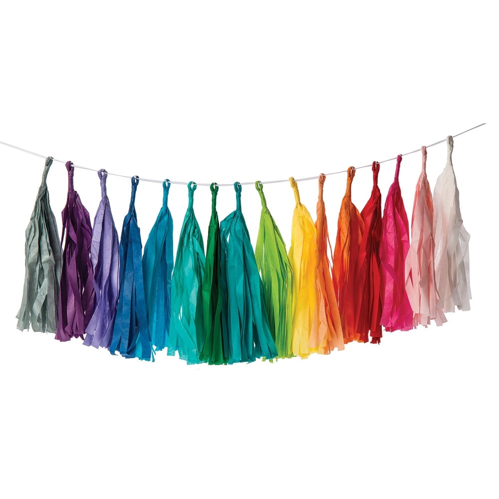 Luna Bazaar Tissue Paper Tassel Garland Set Rainbow (Set of 16