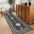 thumbnail image 3 of GAOMON 2x6 Runner Rug Vintage Florla Print Machine Washable Rug Stain Resistant Indoor Carpet Runner Rug with Non Slip Backing Low Pile Floor Cover for Home Decor Hallway Laundry Entryway,Black, 3 of 8
