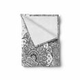 thumbnail image 2 of Mandala Soft Flannel Fleece Throw Blanket, Eastern Lace Floral Illustration with Moroccan Effects and Folkloric Feels, Cozy Plush for Indoor and Outdoor Use, 60" x 80", White and Grey, by Ambesonne, 2 of 6