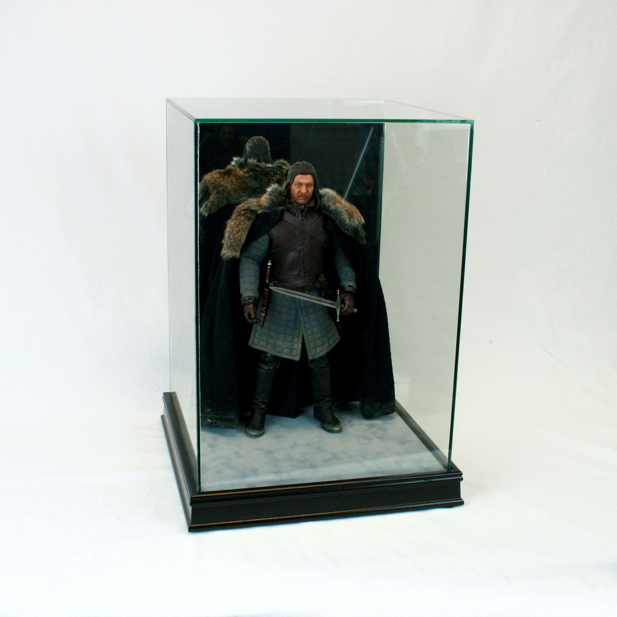 1/10 Scale Comic Figurine Display Case 10" Tall All Glass Black Sport Moulding 