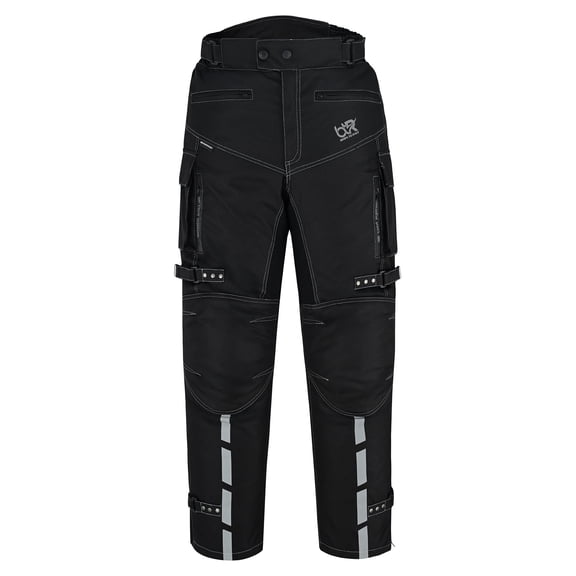 Shadow Men’s Waterproof Motorcycle Riding Pants – 600D Cordura Textile, Removable Thermal Liner, CE Knee Armor, All-Season Biker Gear Black Size-40W-32L Inseam
