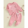 thumbnail image 3 of Bagilaanoe 2PCS Toddler Baby Girl Pants Set Letter Print Long Sleeve Sweatshirt Tops + Sweatpants 3M 6M 12M 18M 24M 3T Kids Casual Sweatsuits, 3 of 9