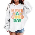thumbnail image 2 of SGMVNU Girls Oversized Hoodie Cute Letter and Flower Graphic Sweatshirts Long Sleeve Hood Pullover Fall Clothes, Size 8-9 Years, tc1-White, 2 of 5