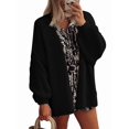 thumbnail image 2 of Womens Oversized Cardigan Sweaters Fall Long Lantern Sleeve Knit Open Front Light-Weight Sweater Black S, 2 of 10