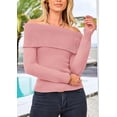 thumbnail image 3 of Suéter PRETTYGARDEN de Hombros Descubiertos de Punto Rosa XXL, 3 of 8