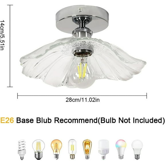 YYAo Ceiling Light, Ceiling Light Fixture, Flared Glass Shade Ceiling Lamp,Led Lights for Bedroom, Living Room, Kitchen, Hallway