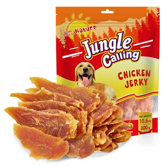 Jungle Calling Chicken Jerky Dog Treats, High Protein Chicken Snacks for Small Medium Large Dog, 10.6 oz