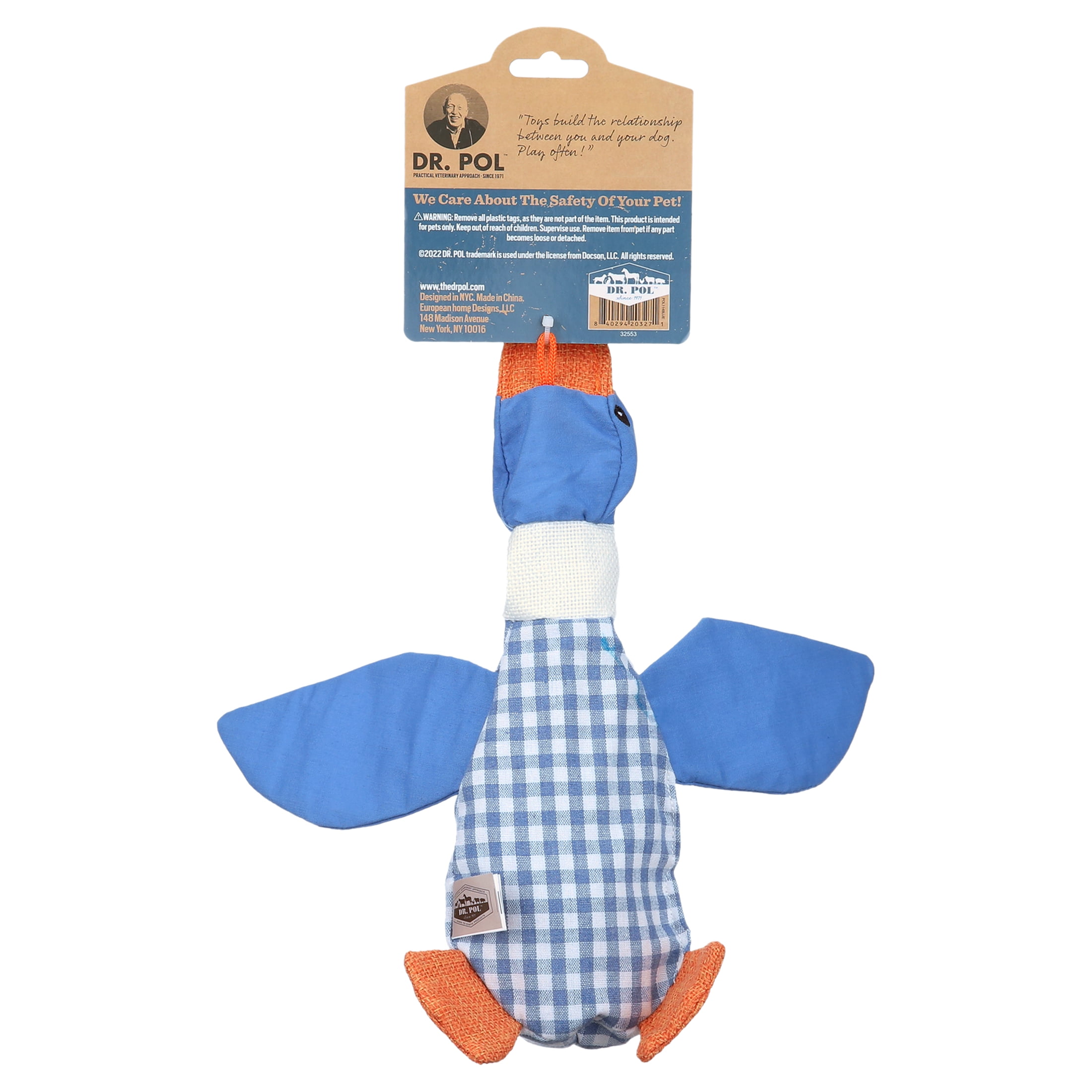 Dr. Pol Plush Squawking Plaid Duck, Blue