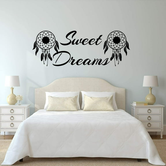 VWAQ Sweet Dreams Wall Decal Nursery - Dream Catcher Decor Kids Night Time Sticker