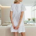 thumbnail image 4 of vigerkar 2025 Women Summer Short Dress V Neck Short Sleeve A Line Hollow Out Lace Ruffle Cute Casual Beach Party Dresses White, XXL, 4 of 9