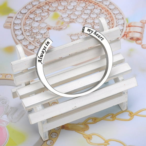 Always in My Heart Silver Cremation Bracelet Urn for Human Ashes Stainless Steel Memorial Keepsake Bangle Unisex