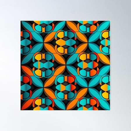 Psychedelic Abstract Retro Pattern Poster Wall Art, Modern Wall Decor For Living Room Bedroom, 24x24 UNFRAMED