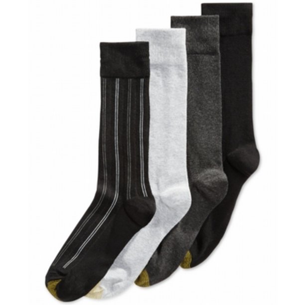 GOLDTOE Gold Toe NEW Black Gray Striped Mens Size 1012 FourPack