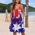 thumbnail image 6 of Busydd Womens 4th of July Dress Summer American Flag Graphic Sundresses Casual Independence Day Midi Dresses Crew Neck Beach Dress with Pockets, 6 of 6
