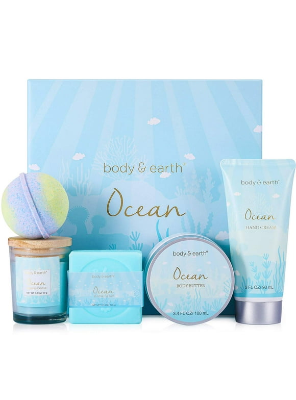 Bath and Body Set for Women, 5 Pcs Ocean Spa Holiday Beauty Birthday Mothers Day Gifts Sets for Her Mom