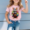thumbnail image 2 of MUXiin Girls Easter Shirt Size 6 Bunny Short Sleeve T Shirt Top Soft Easter Day Funny Tees Summer Clothes for Girls Easter Gifts for Girls(Pink,3-4 Years), 2 of 4