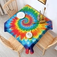 thumbnail image 2 of Colorful Rainbow Tie Dye Spiral Pattern Square Tablecloth,Waterproof Square Table Cover,Wipeable Spillproof Washable Table Cover for Home Kitchen Party Decor 42"X42"(107x107cm), 2 of 6