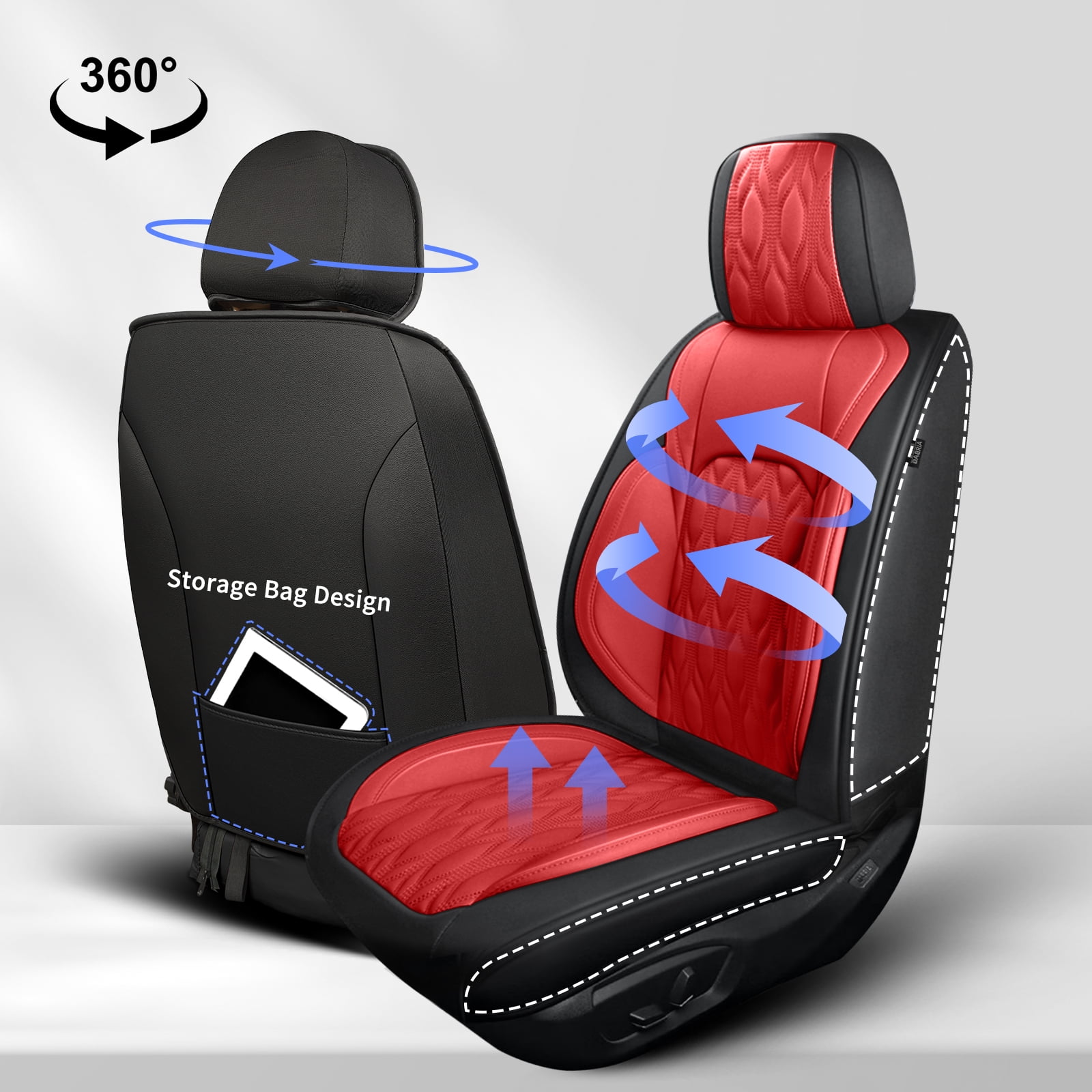 LAONNVIR Black Front Car Seat Covers,Stylish Breathable Leather Automotive Seat Protectors,Airbag Compatible Auto Interior Accessories Custom Fit for Honda CRV 2007-2025,Black&Red