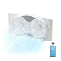Comfort Zone Smart Wi-Fi Reversible Twin Window Fan with Cover and Bug Screen