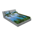 thumbnail image 2 of Ambesonne Tropical Fitted Sheet & Pillow Sham Set, Ocean Jungle Beauty, Full, Blue Green, 2 of 2