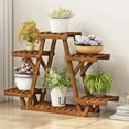 thumbnail image 4 of UNHO Triangular Plant Stand Indoor Outdoor Wood 6 Tiered Corner Plant Rack Living Room Window Decor, 4 of 11