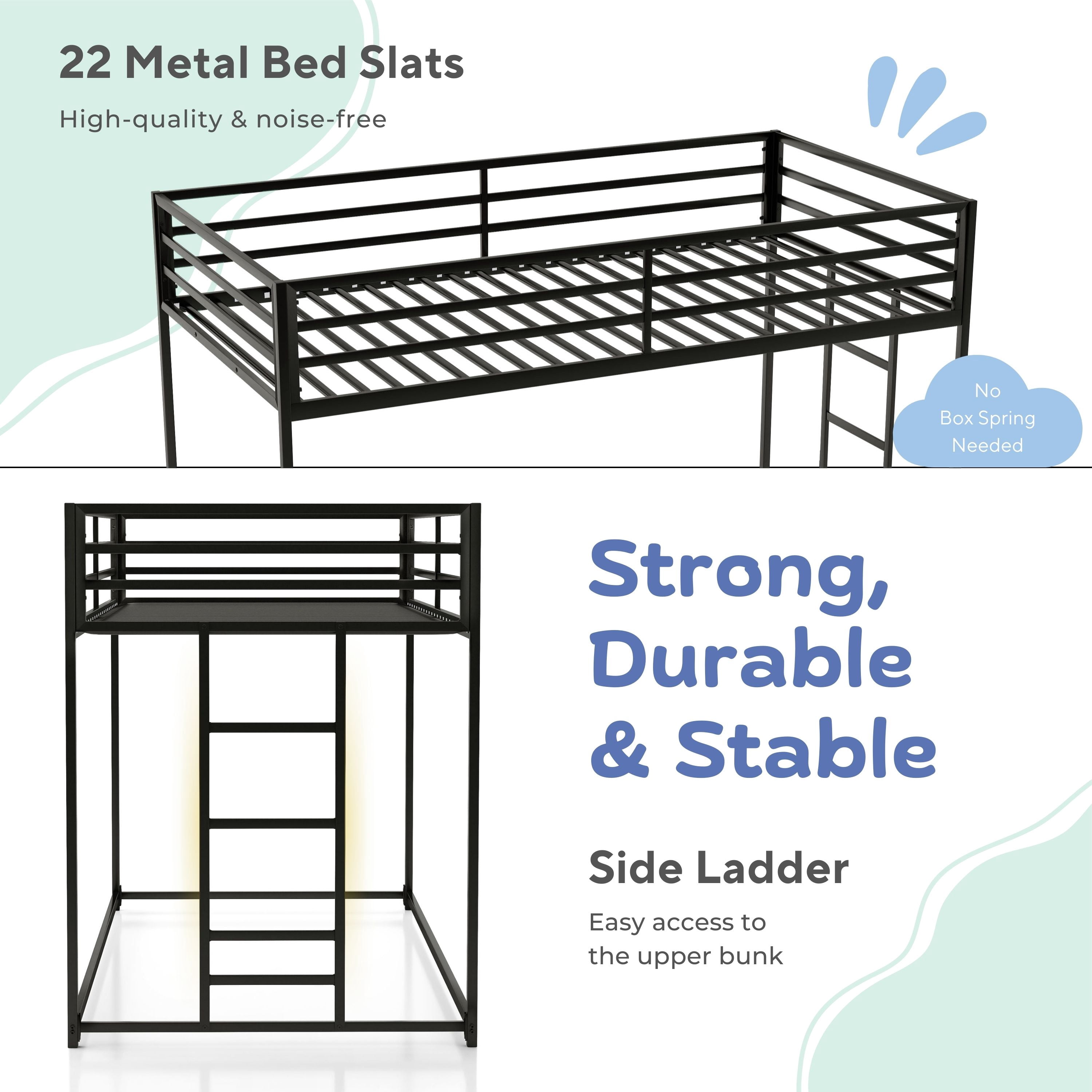 Furniture of America Veric Kids Twin over Twin Low Profile Bunk Bed, Black