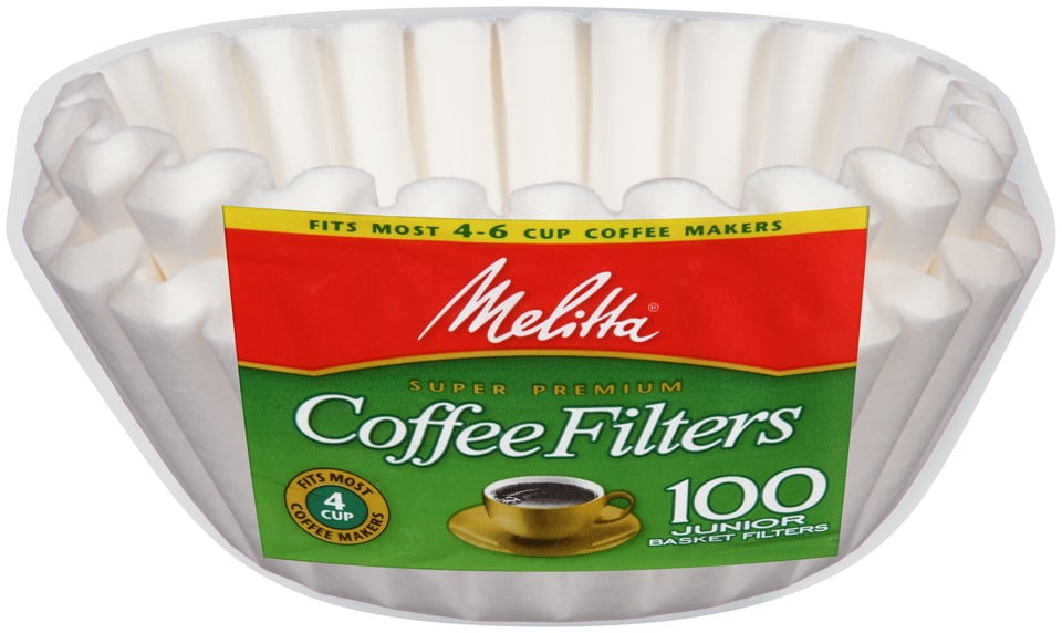 4 Pack Melitta 4-6 Cup Jr 100 Count Basket Paper Coffee Filters White 