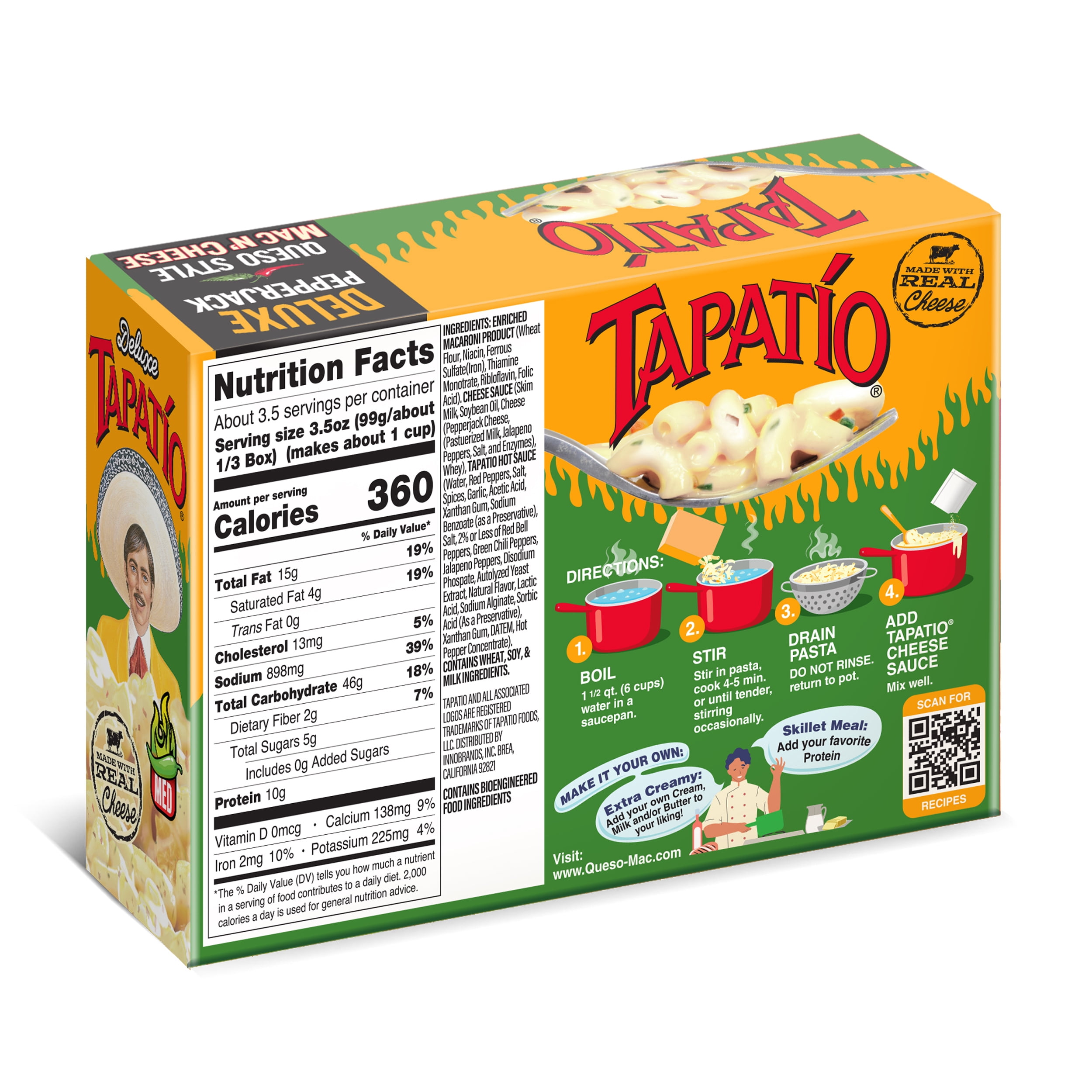(2 pack) Tapatio Zesty Queso Blanco Mac & Cheese Deluxe (12 oz). Ready to Cook