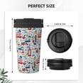 thumbnail image 3 of Picia London Symbols1 Pattern 500ml Carry Insulated Coffee Mug, Stainless Steel Travel Mug with Hidden Handle, Leak-Proof for Car, Office, Home, and Outdoor Use, 3 of 8