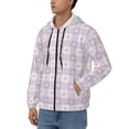 thumbnail image 3 of Uemuo Floral Purple Buffalo Plaid for Men's Fashion Full-zip Hoodies & Sweatshirts with Kangaroo Pocket, Zip-up Hooded Sweatshirt, Moisture Wicking & Breathable-XX-Large, 3 of 5